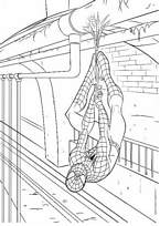 coloriage spiderman pendu tete en bas